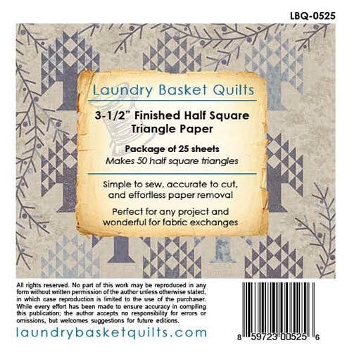 Laundry Basket Quilts - 3½" Finished Triangle Paper - 5" x 5" fabric