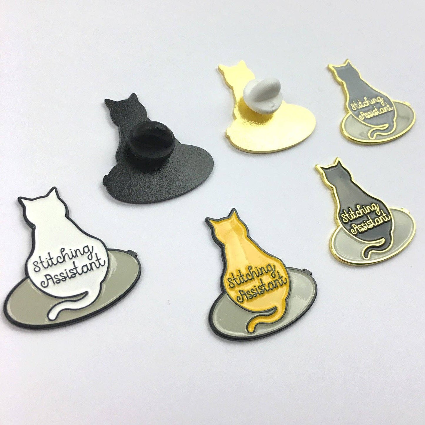 Stitching Assistant Kitty Needle Minders - Black OR Orange Cat - 1 Needle Minder - Choose Color!