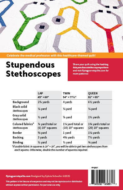 Stupendous Stethoscopes Quilt Pattern By Flying Parrot