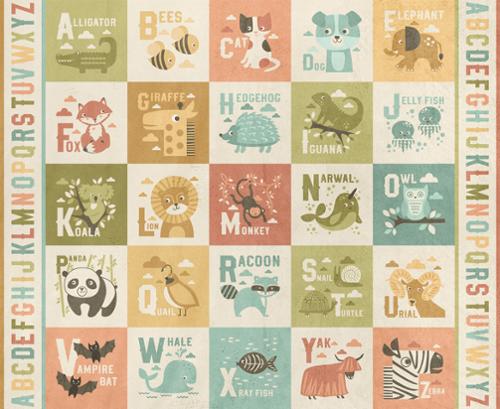 PREORDER - Moda - Stacey Iest Hsu - Cuddle Crew - Quilting Cuddle Children's Alphabet Panel - 21010 11QC - SHIPS NOVEMBER 2026