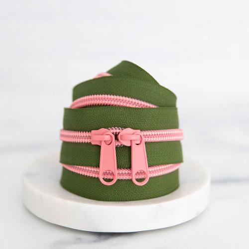 Renaissance Ribbons - 30" Handbag Zipper - Olive Blossom