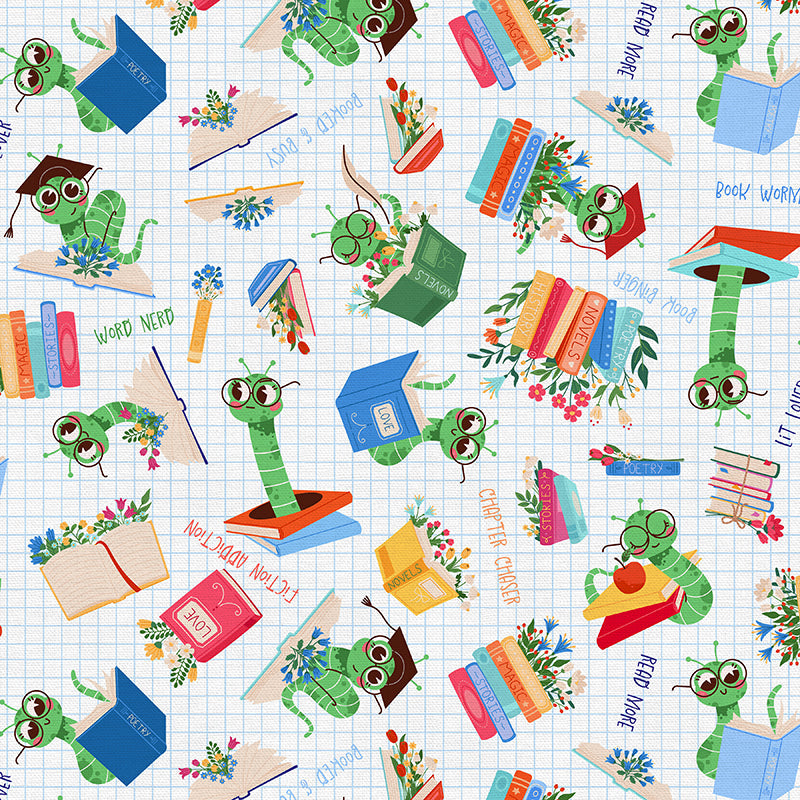 PBS Fabrics - Book Worm - Reading Worms - 12026519