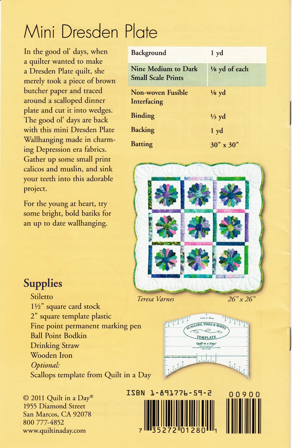Mini Dresden Plate Quilt Pattern with Template By Quilt in a Day
