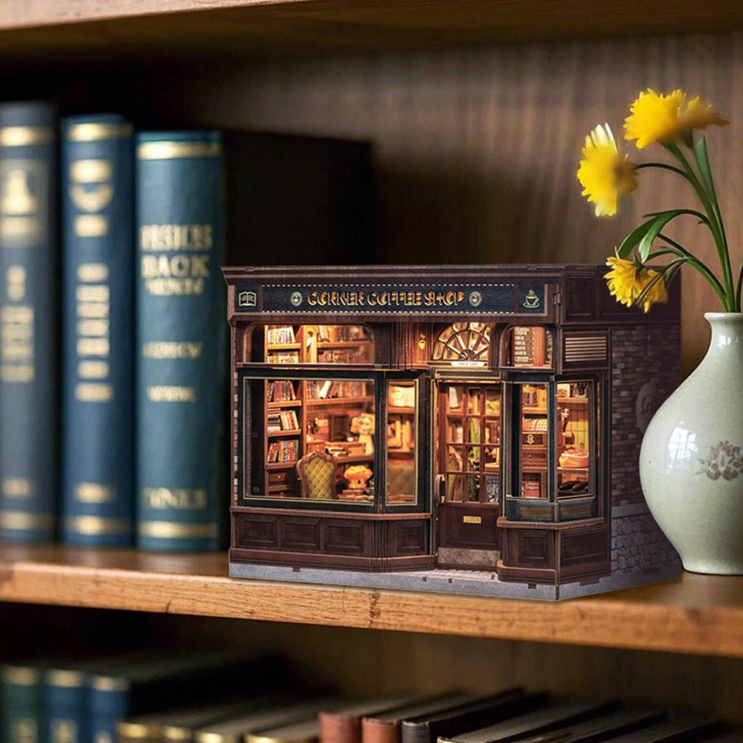 Hands Craft DIY Book Nook Kit: Corner Coffee Shop