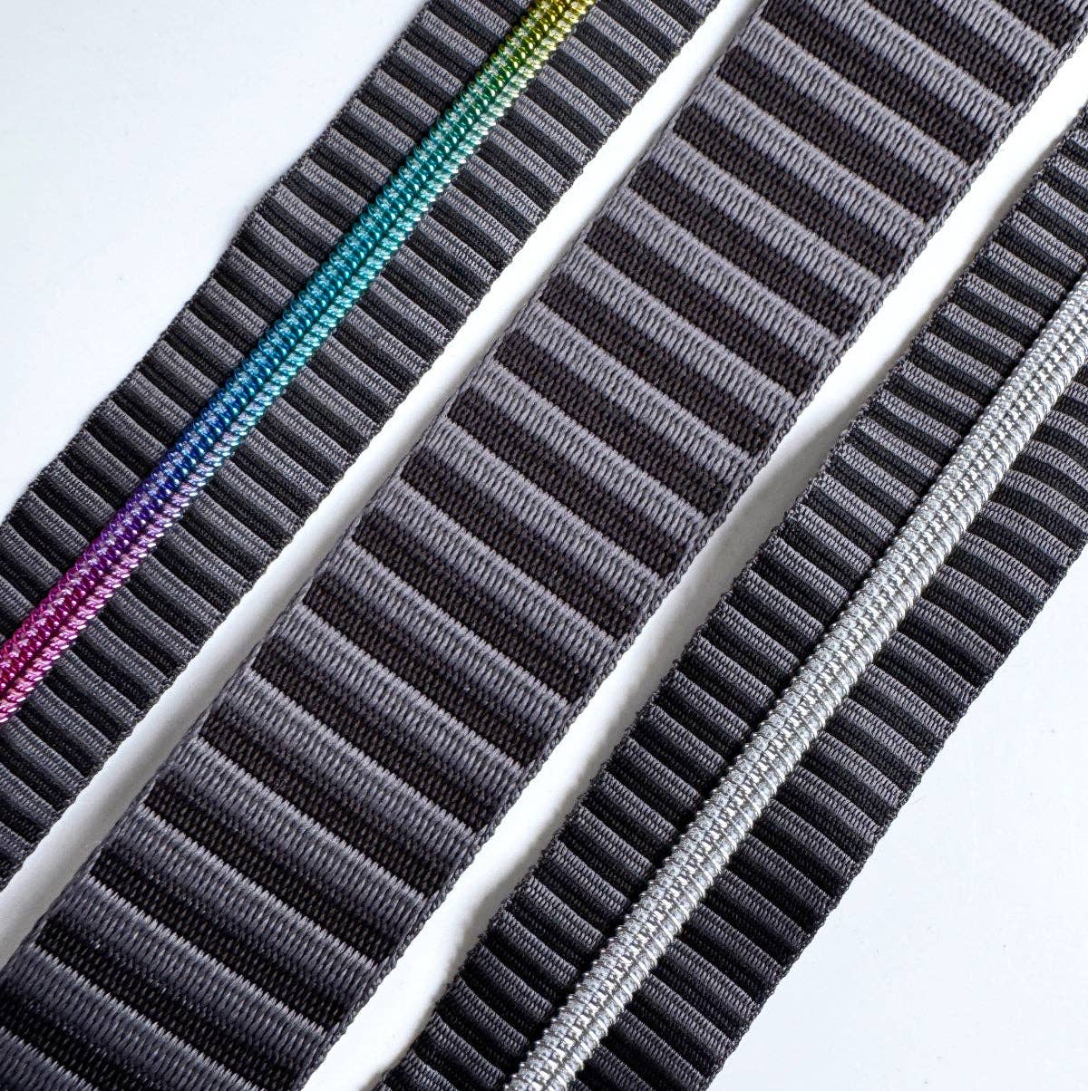 Sew Hungry Hippie Charcoal Jacquard Woven Stripes Webbing – 1.5" Wide - By the Yard