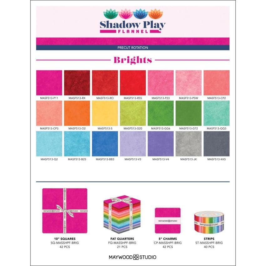 Maywood Studio - Shadow Play Flannel Fat Quarter Bundle - Factory Precut Bundle - Brights