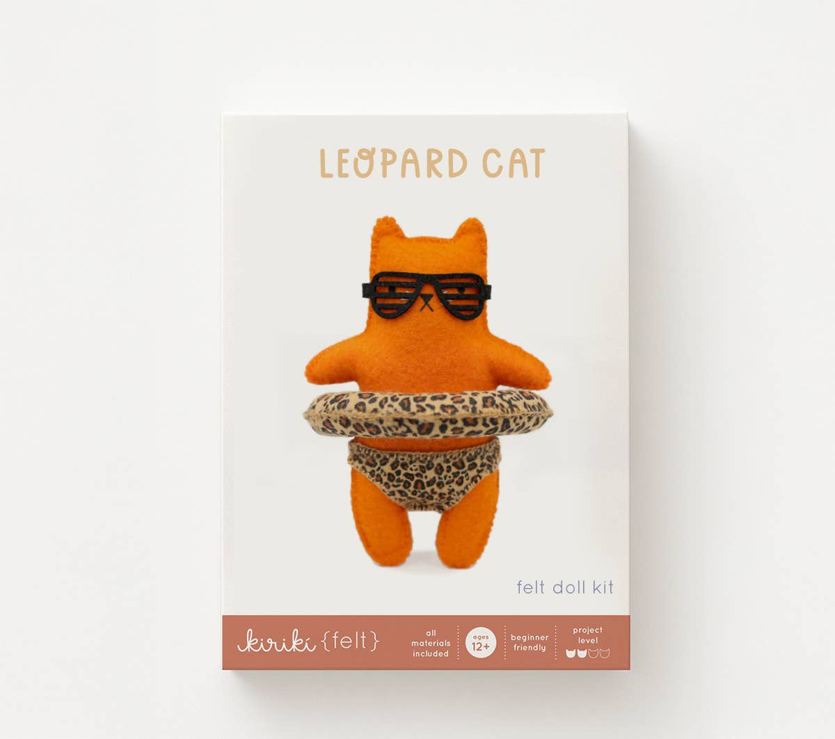 Kiriki Press Leopard Floatie Orange Cat Felt Doll Kit