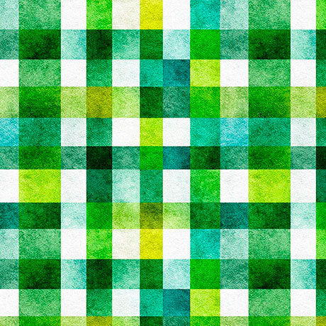 QT Fabrics - QT Foodies - Geo Check Green Blender - 2600 32234 G