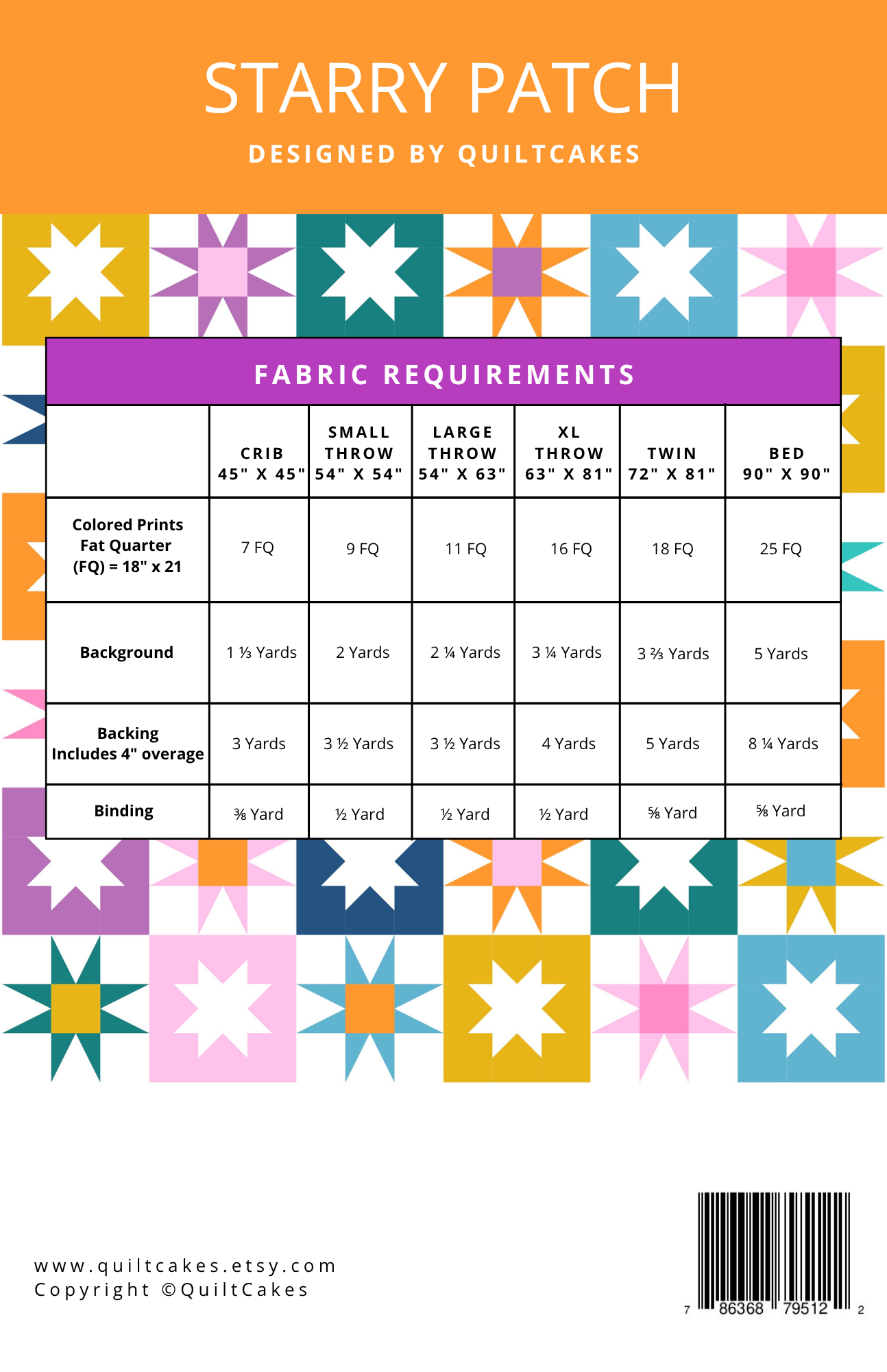 Starry Patch Quilt Pattern By QuiltCakes