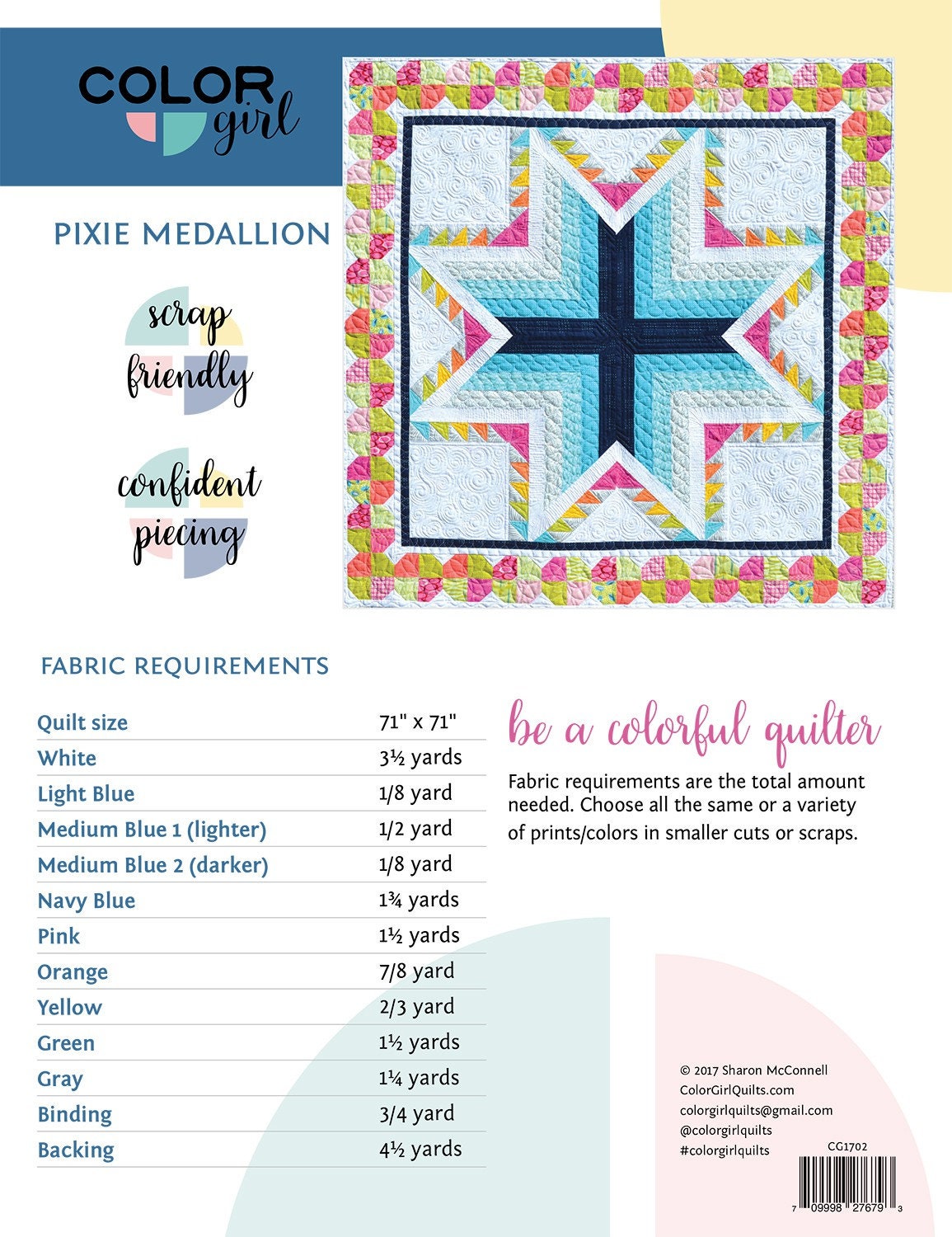 Pixie Medallion Quilt Pattern by Color Girl