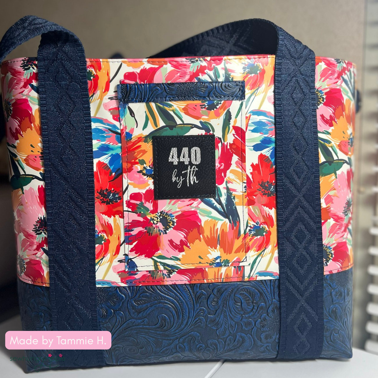 Sew Hungry Hippie - Navy Blue Jacquard Webbing 1.5" Premium Woven Strap - By the Yard