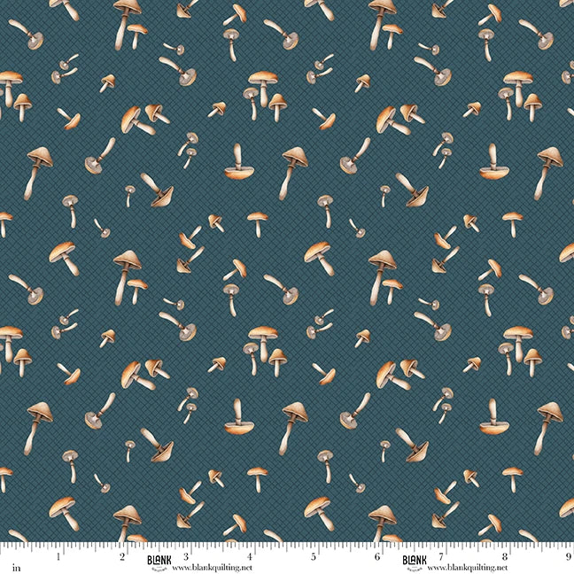 Blank Quilting Co. - Tango Twist Designs - Wild and Free - Woodland Mushrooms - 4928-77 Navy