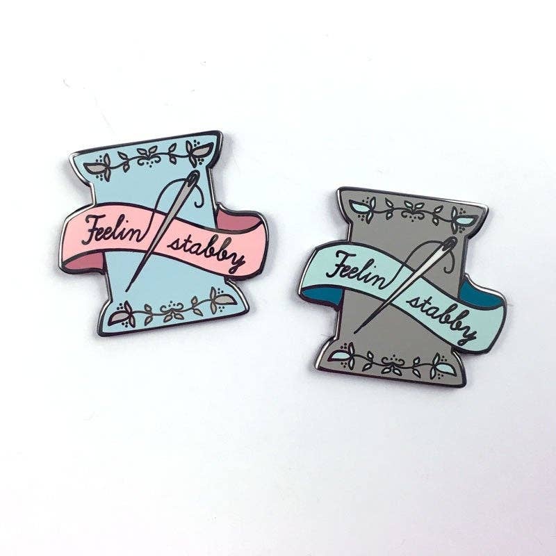 Hard Enamel Feeling Stabby Exclusive Magnetic Needle Minder - Pink and Blue ONLY