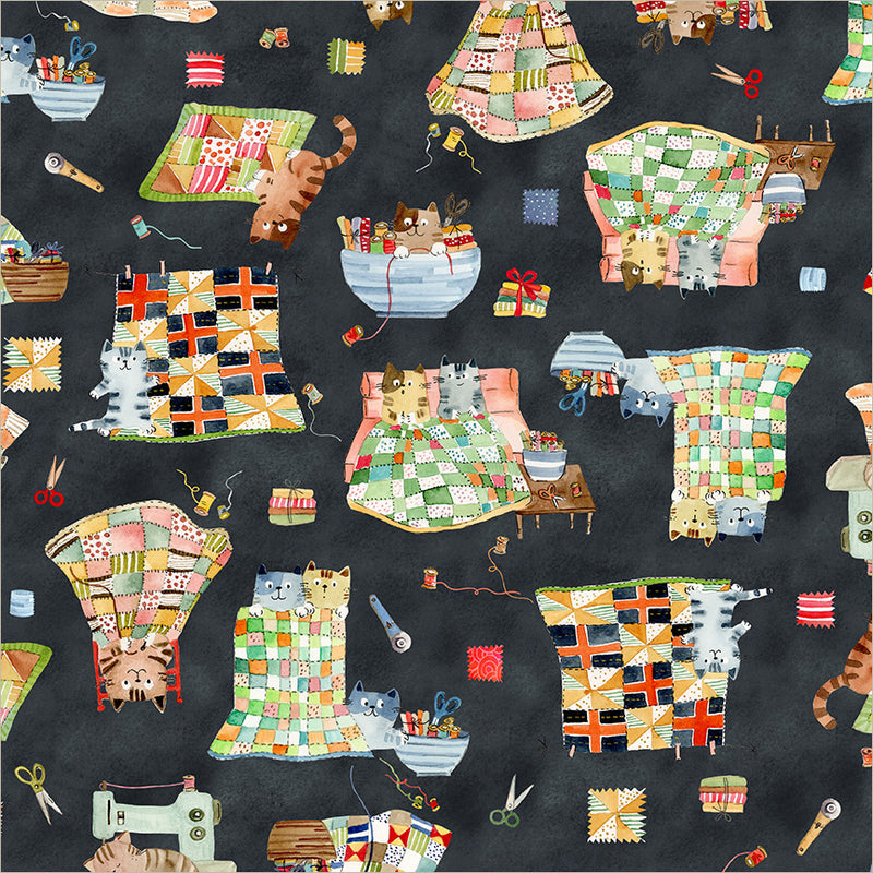 PREORDER - Windham - Sue Miano - Crafty Cats - Quilty Cats - 55611-2 Black - Ships November 2026