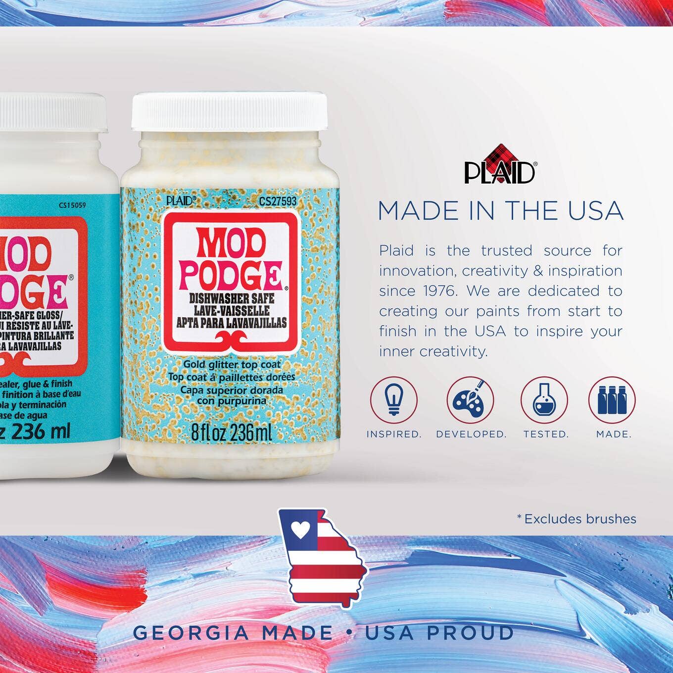 Plaid Mod Podge Dishwasher Safe Gloss/Glitter & Brush Kit