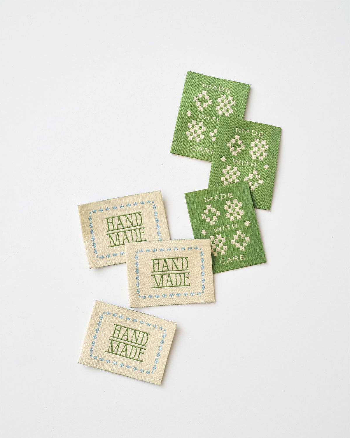 Matchy Matchy Sewing Club - Made with Care Sketchy Quilt Green Woven Garment Labels