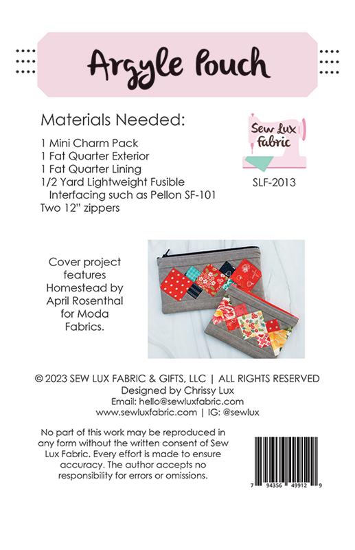 Argyle Pouch Pattern By Sew Lux