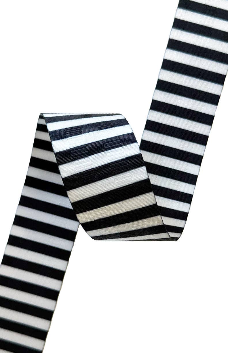 Sassafras Lane - Black & White Stripe - 2in Handle Webbing - Per Yard