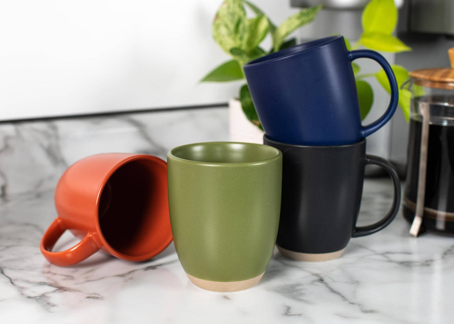 Mugs 4-Pk Raw Textured Bottom Warm Palette PRICE IS PER MUG