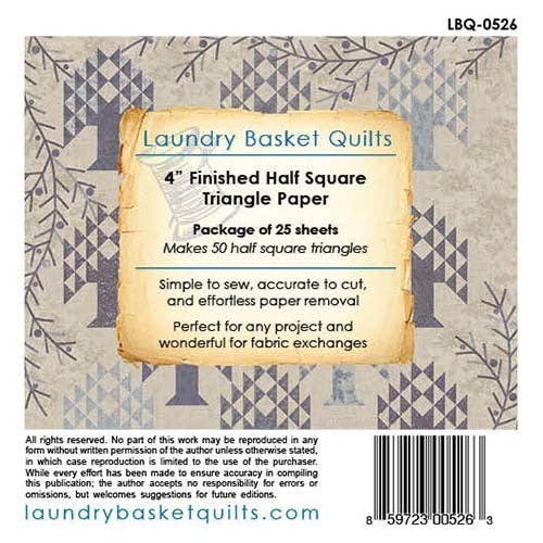 Laundry Basket Quilts - 4" Finished Triangle Paper - 5" x 5" fabric