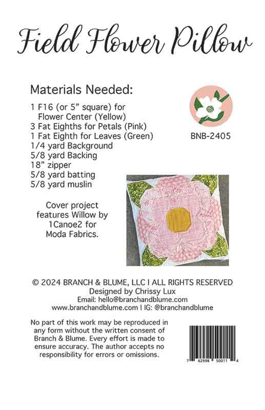 Field Flower Pillow Pattern By Branch and Blume