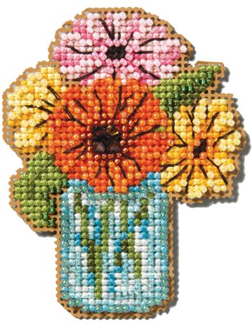 Mill Hill Counted Cross Stitch Kit - Mason Jar Bouquet