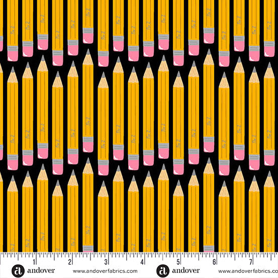 Andover - Seek to Spring - Back to School - Number 2 Pencils on Black - A-10241-K