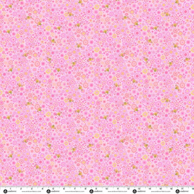 PREORDER - Andover - Alison Glass - Menagerie - Bee Flowers Peony - A-10621-E - Ships November 2026