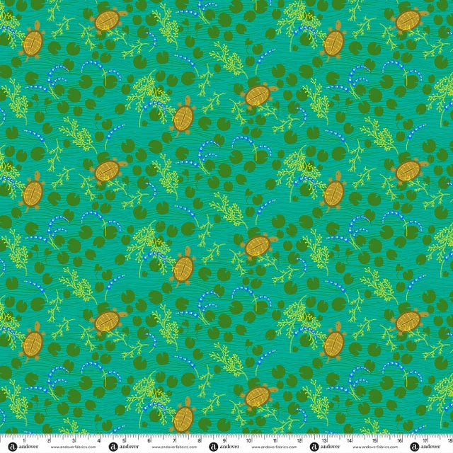 PREORDER - Andover - Alison Glass - Menagerie - Turtles on Teal - A-10628-G - Ships November 2026