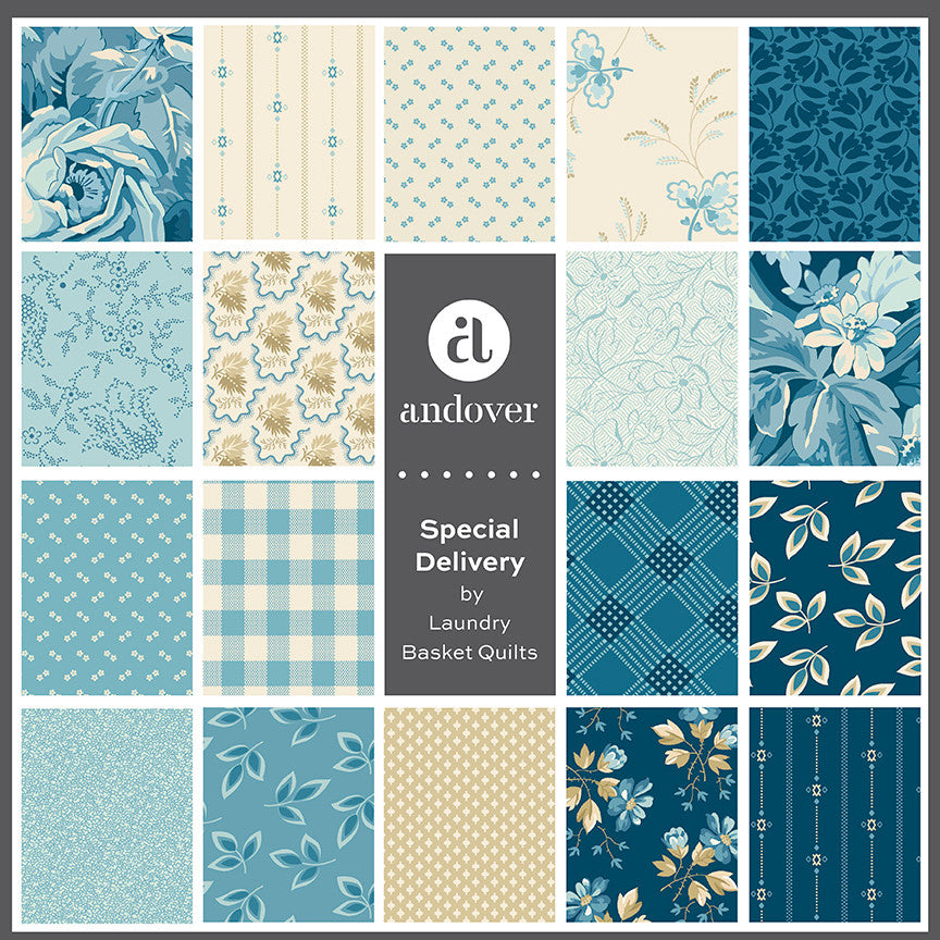 PREORDER - Andover - Laundry Basket Quilts - Special Delivery - 5" Squares Charm Pack or Fat Quarter Bundle - Choose Bundle -Ships July 2026