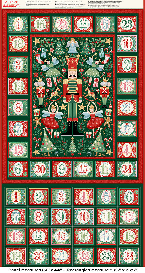 Andover - Makower UK - The Nutcracker - Christmas Advent Calendar Panel - MU-228-G