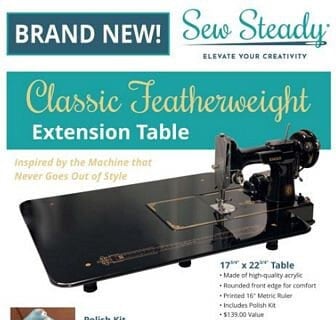 Table Singer 221 Featherweight Black Classic 18x23 - MADE TO ORDER - 2-4 week lead time