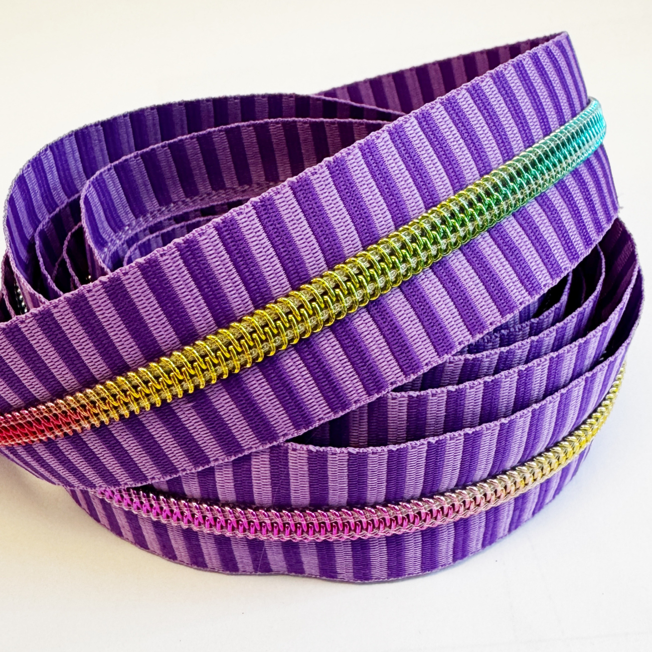 Sew Hungry Hippie - Purple and Iridescent Striped Zipper - 3 Yards