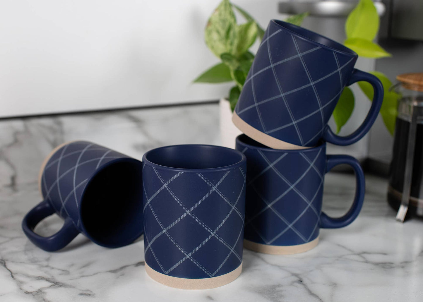 Ceramic Mugs 4-Pack Raw Bottom Navy-Blue PRICE IS PER MUG
