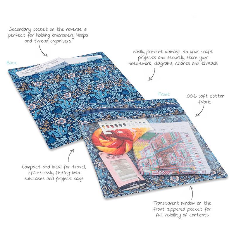 Hobby Gift Blue Floral Project Bag Large