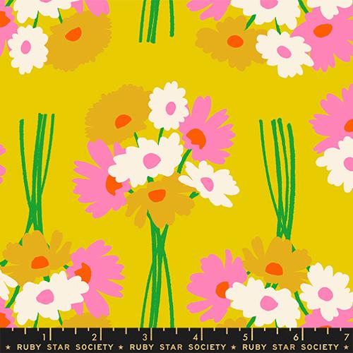 PREORDER - Ruby Star Society - Sparkle Mart - Flower Bouquet Florals on Golden Hour Yellow - RS0118 13 - Ships September 2026