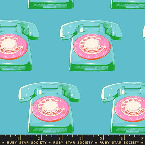 PREORDER - Ruby Star Society - Sparkle Mart - Novelty Retro Vintage Telephones on Dark Turquoise - RS0121 16 - Ships September 2026