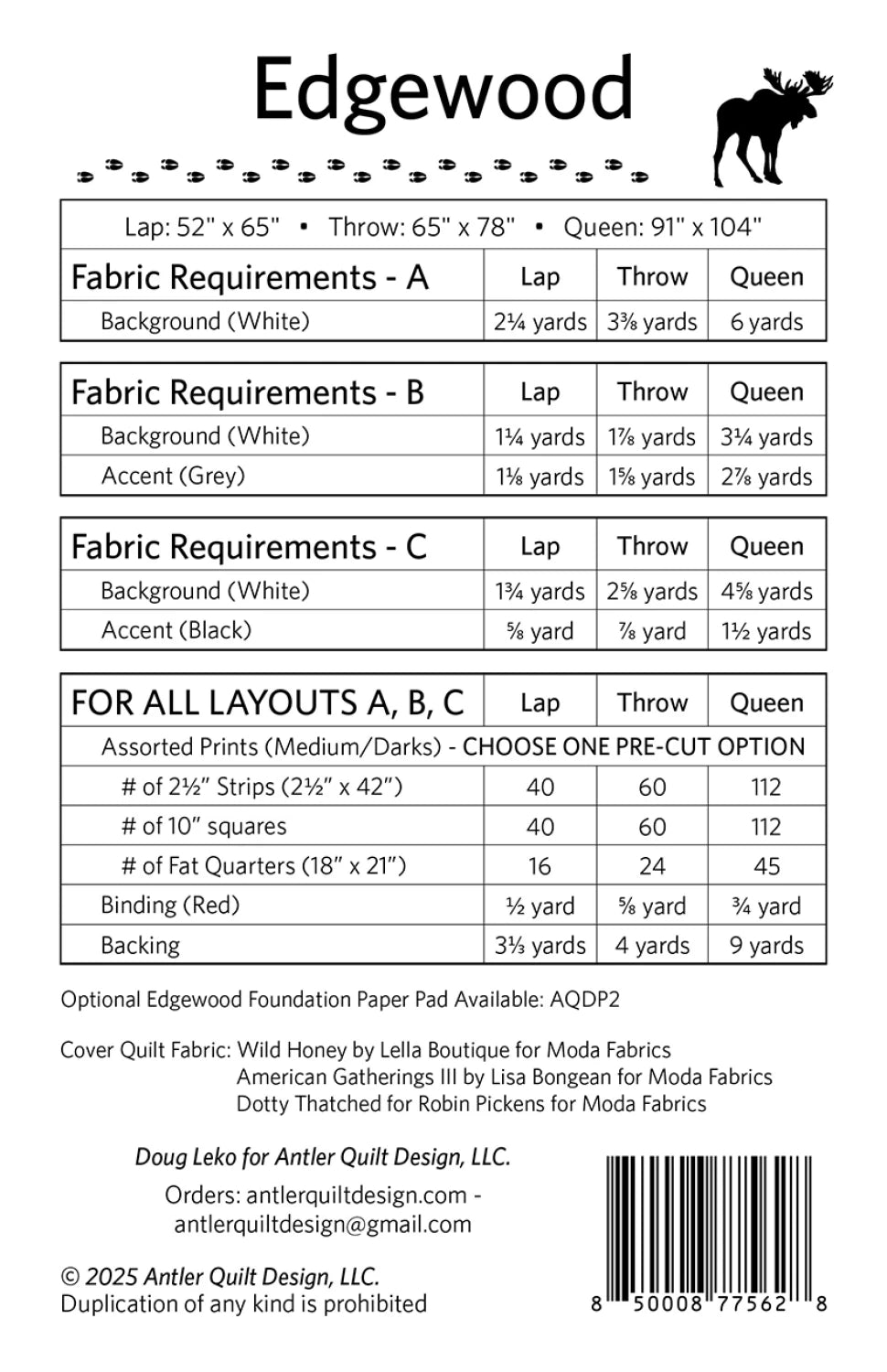 Edgewood Quilt Pattern By Antler Quilt Design / Doug Leko