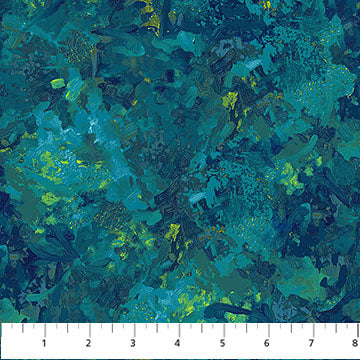 Northcott - Chroma Wide Backing Fabric - 108" Wide - Paint Splatter Peacock - B9060-66