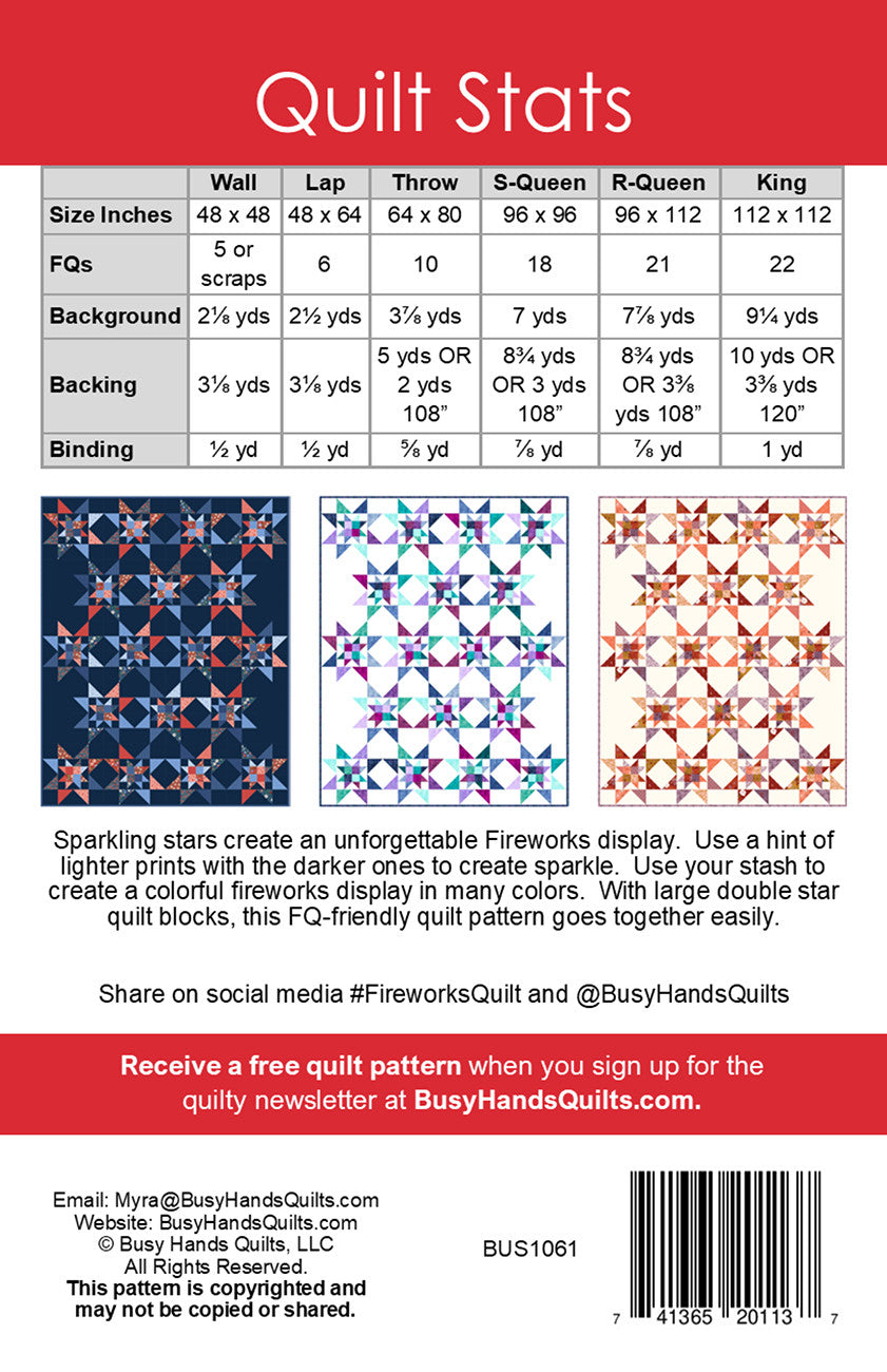 Fireworks Quilt Pattern By Busy Hands