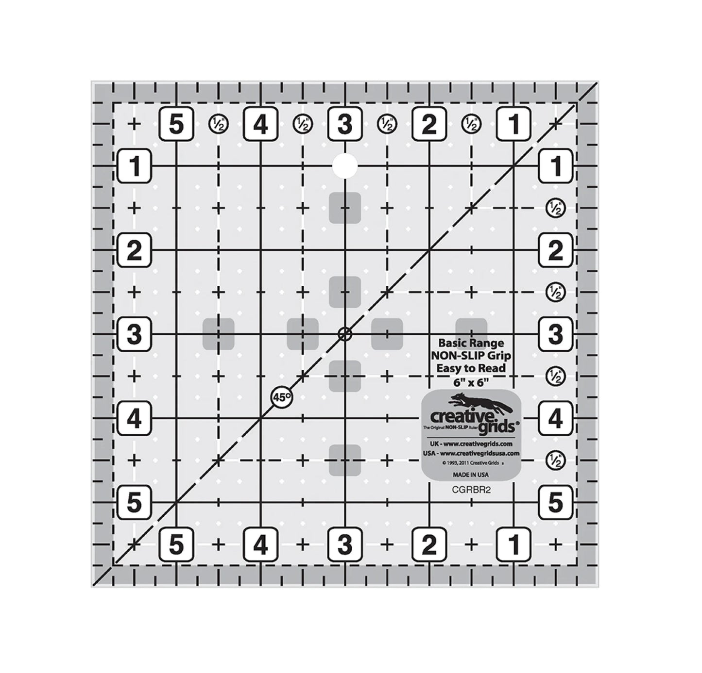 Creative Grids Quilt Ruler Basic Range 6" Square - CGRBR2