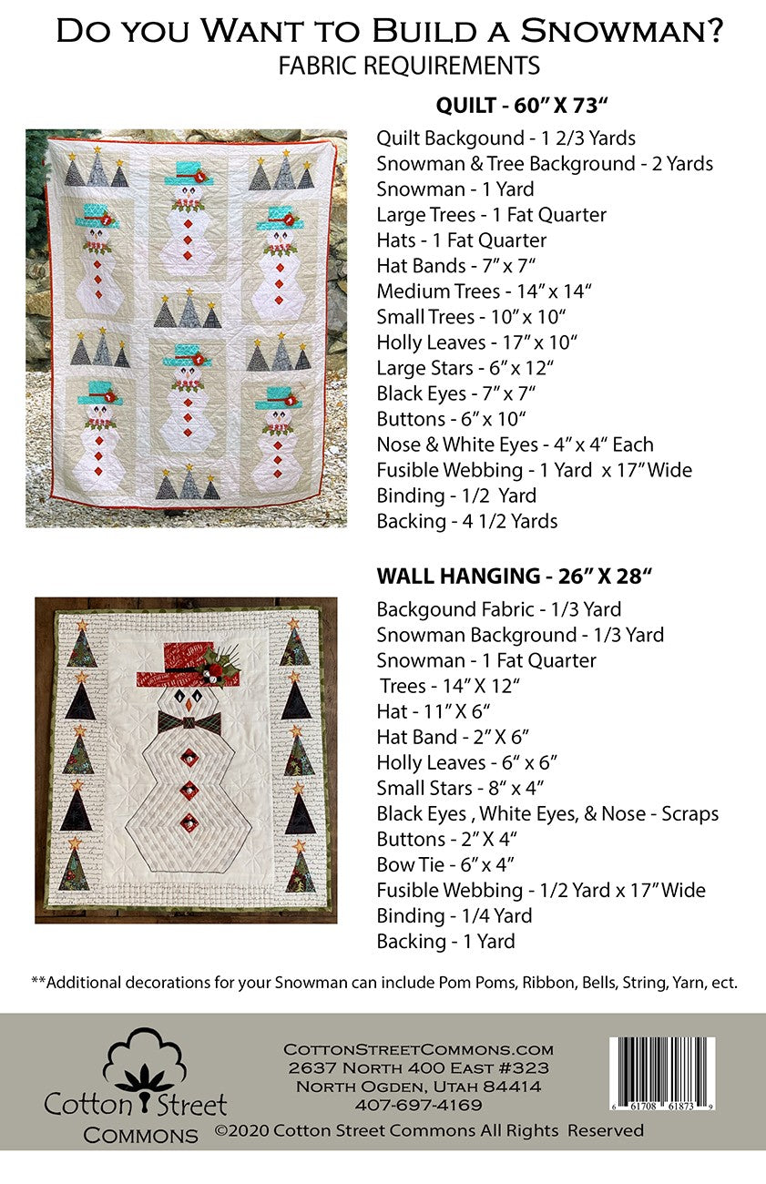 Do You Want To Sew A Snowman Quilt Pattern By Cotton Street Commons
