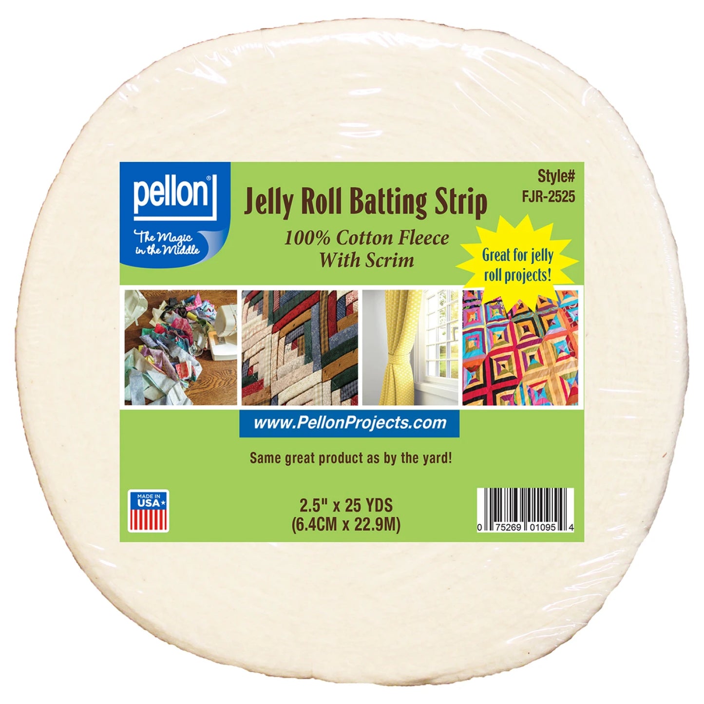 Pellon Cotton Fleece Jelly Roll Batting Strips - 25 Yards