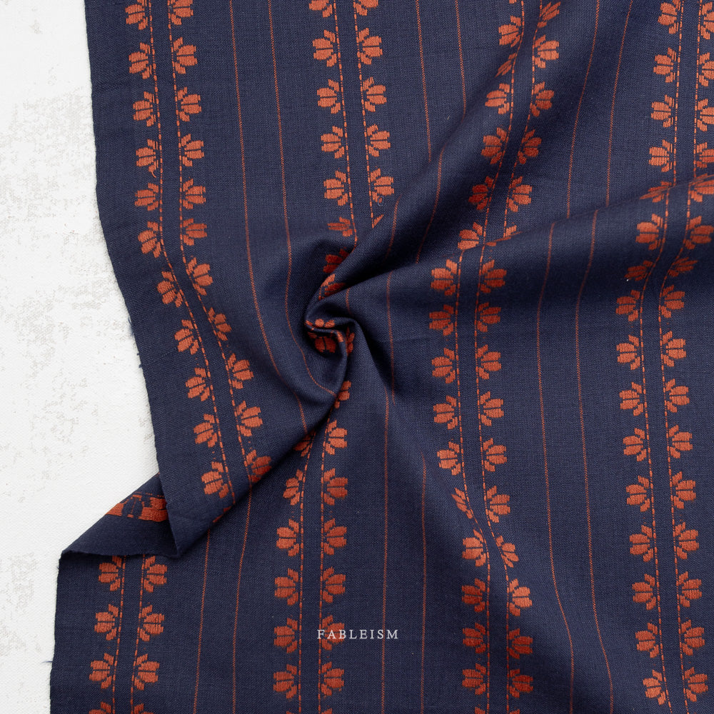 Preorder - Fableism - Fine and Dandy Collection - Deco Stripe Navy / Spice - FND-07-DEC-NAVY/Spice - Ships August/September