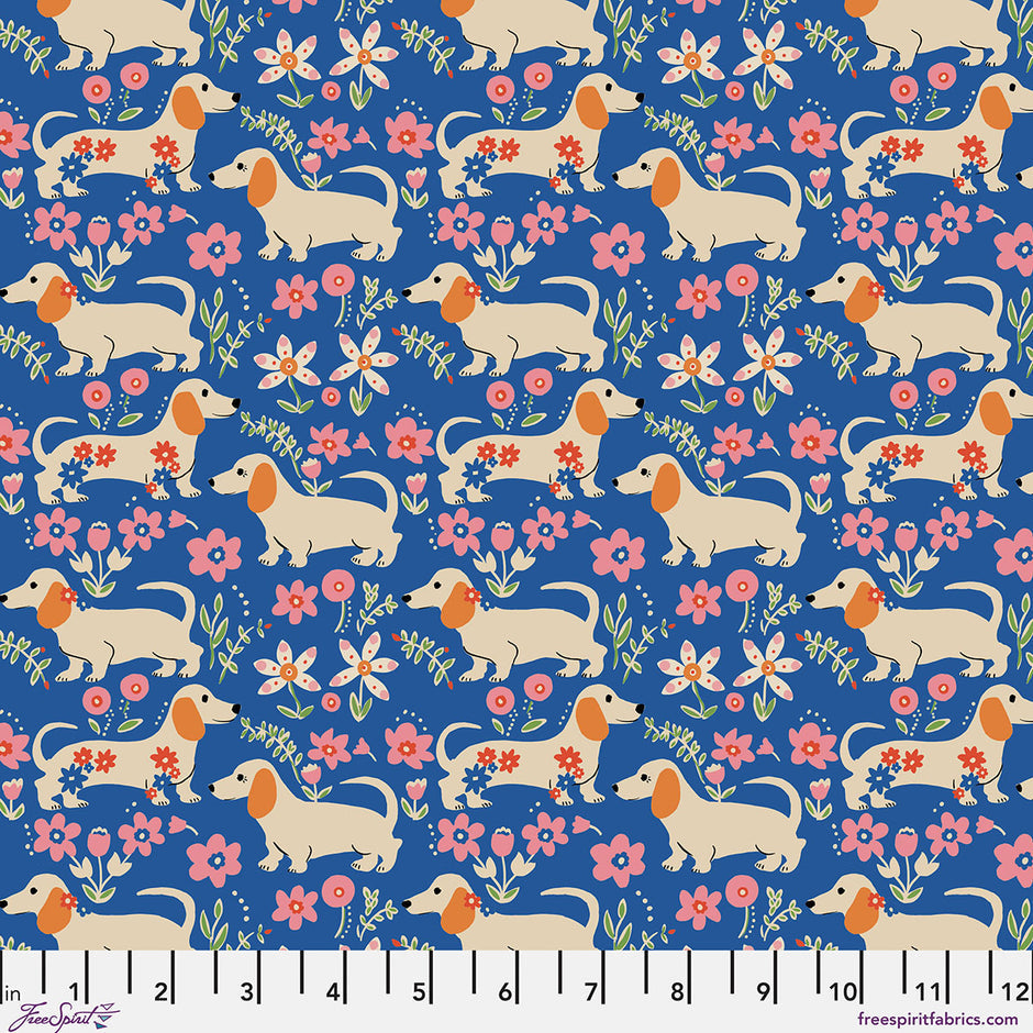 FreeSpirit - Stannie and Lloyd - Pemberly Pups - Dachshund Weiner Dogs Flowers Florals - PWAE011.DELFT