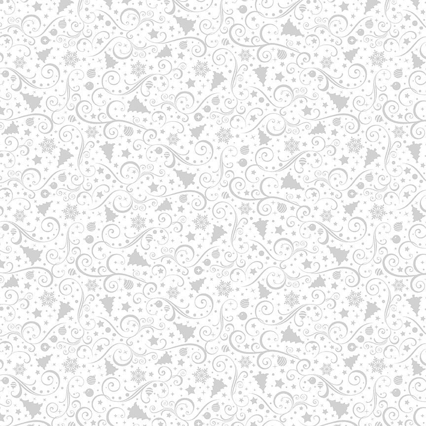 Timeless Treasures - Basics Whiteout - Trees and Ornaments - HUE - C3540