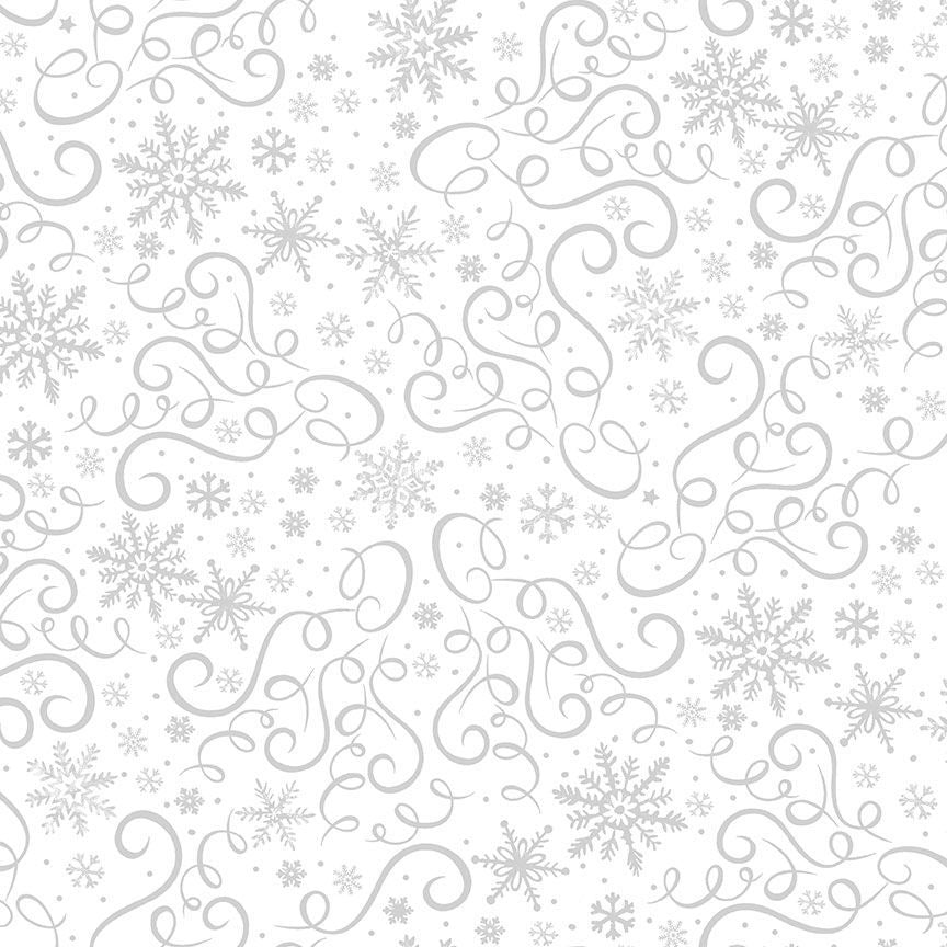 Timeless Treasures - Basics Whiteout - Scrolls and Snowflakes - HUE - C3911