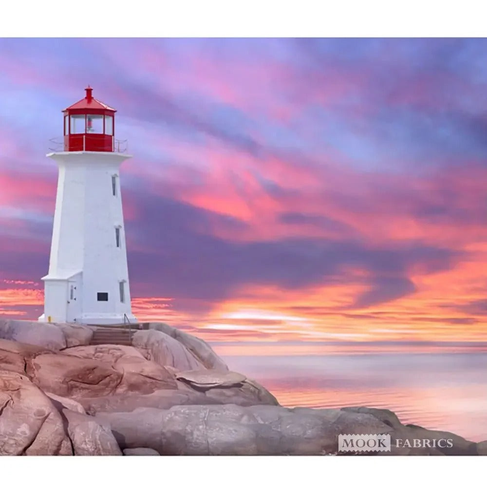Mook Fabrics - Maritime Lighthouse Sunrise Purple Panel - CA61220