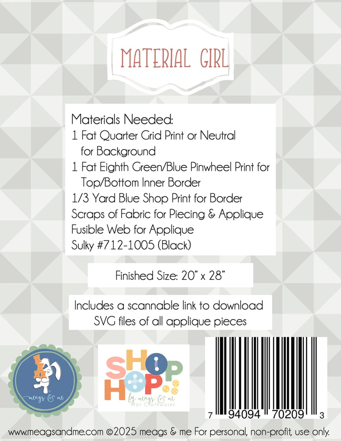 Material Girl Wall Hanging Pattern By Meags and Me