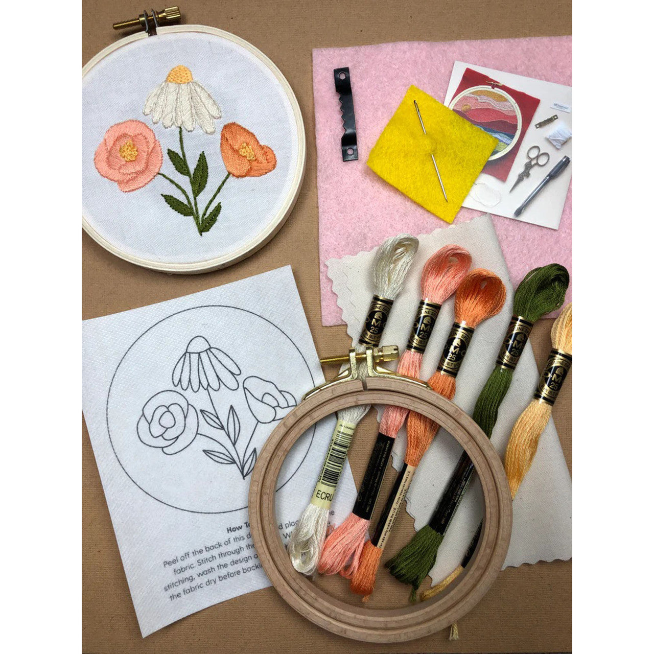 Flower Trio Embroidery Kit By M Creative J